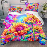 HKM-693843 Cartoon Anime Mushroom House Three-Piece Bedding Set with Bed Sheet and Two Pillowcases