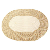HKM-693907 Cotton Thread Oval Carpet Mat for Living Room, Bedroom, and Porch - Jute and Beige, 65x45cm
