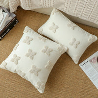 HKM-693971 French Style Four-Leaf Clover Flocking Pillow Cover - Available in Two Sizes