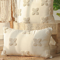 HKM-693971 French Style Four-Leaf Clover Flocking Pillow Cover - Available in Two Sizes