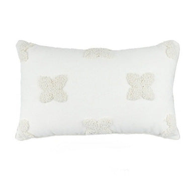 HKM-693971 French Style Four-Leaf Clover Flocking Pillow Cover - Available in Two Sizes