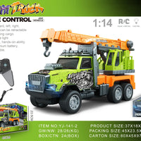 HKM-694099 1/14 Remote Control Dump Truck with Sound and Light - Electric Engineering Vehicle Toy for Kids