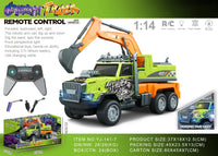 HKM-694099 1/14 Remote Control Dump Truck with Sound and Light - Electric Engineering Vehicle Toy for Kids