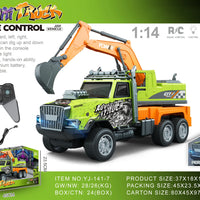 HKM-694099 1/14 Remote Control Dump Truck with Sound and Light - Electric Engineering Vehicle Toy for Kids