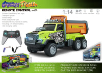 HKM-694099 1/14 Remote Control Dump Truck with Sound and Light - Electric Engineering Vehicle Toy for Kids