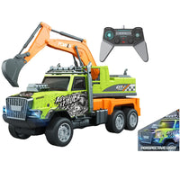 HKM-694099 1/14 Remote Control Dump Truck with Sound and Light - Electric Engineering Vehicle Toy for Kids