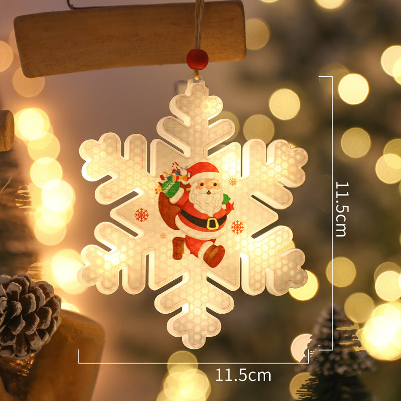 HKM-694291 Christmas Snowflake Hanging Lights with Acrylic Shell, IP44 Waterproof, 6000 Hours Life, 4.5V Power Supply