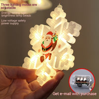 HKM-694291 Christmas Snowflake Hanging Lights with Acrylic Shell, IP44 Waterproof, 6000 Hours Life, 4.5V Power Supply