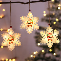 HKM-694291 Christmas Snowflake Hanging Lights with Acrylic Shell, IP44 Waterproof, 6000 Hours Life, 4.5V Power Supply