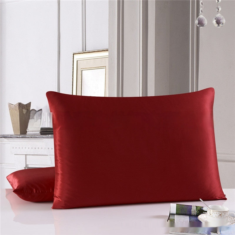 KTX-694483 Double-Sided Solid Color Silk Pillowcase - Available in Multiple Sizes