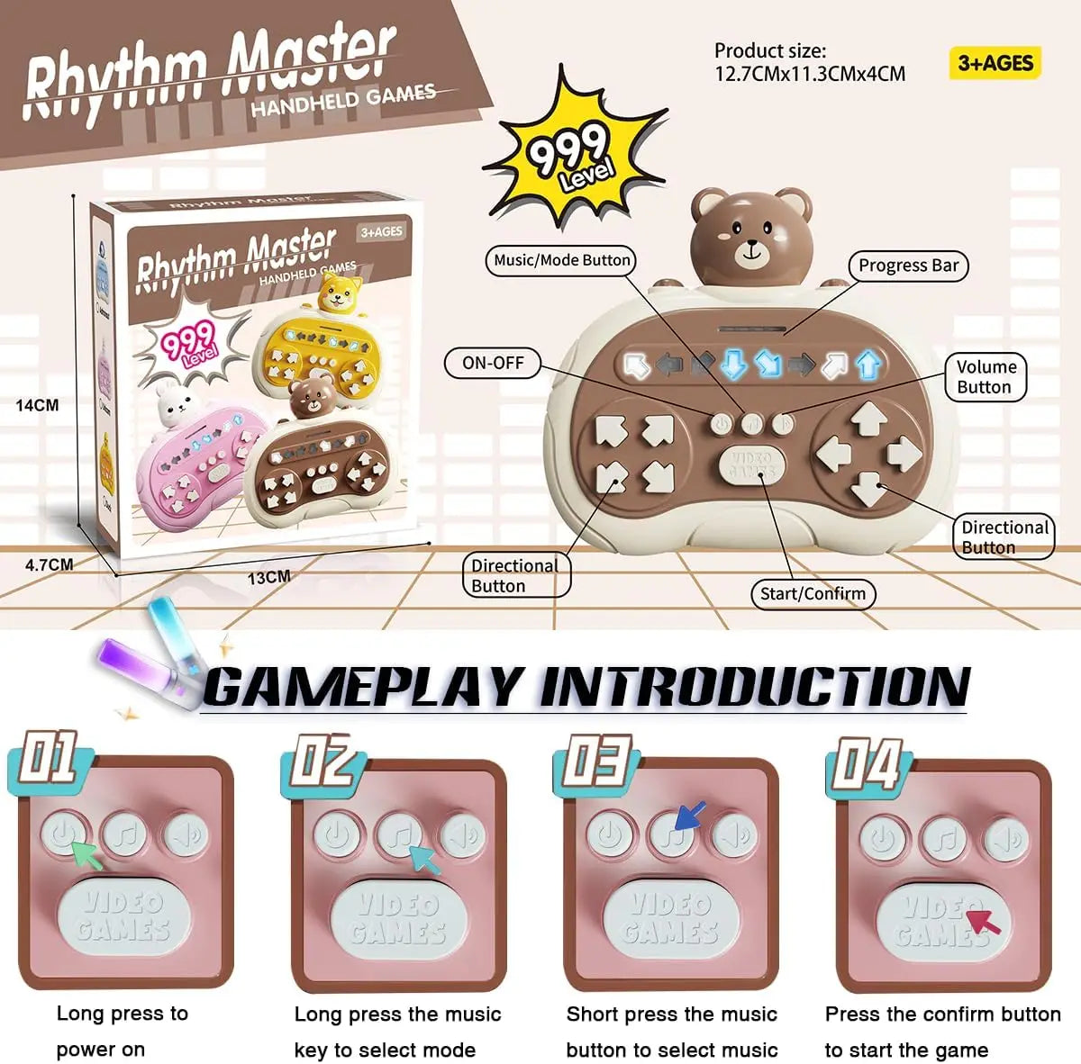 HKM-694483 Rhythm Master Speed Push Game Console for Kids - Educational Fun and Quick Reflex Challenge