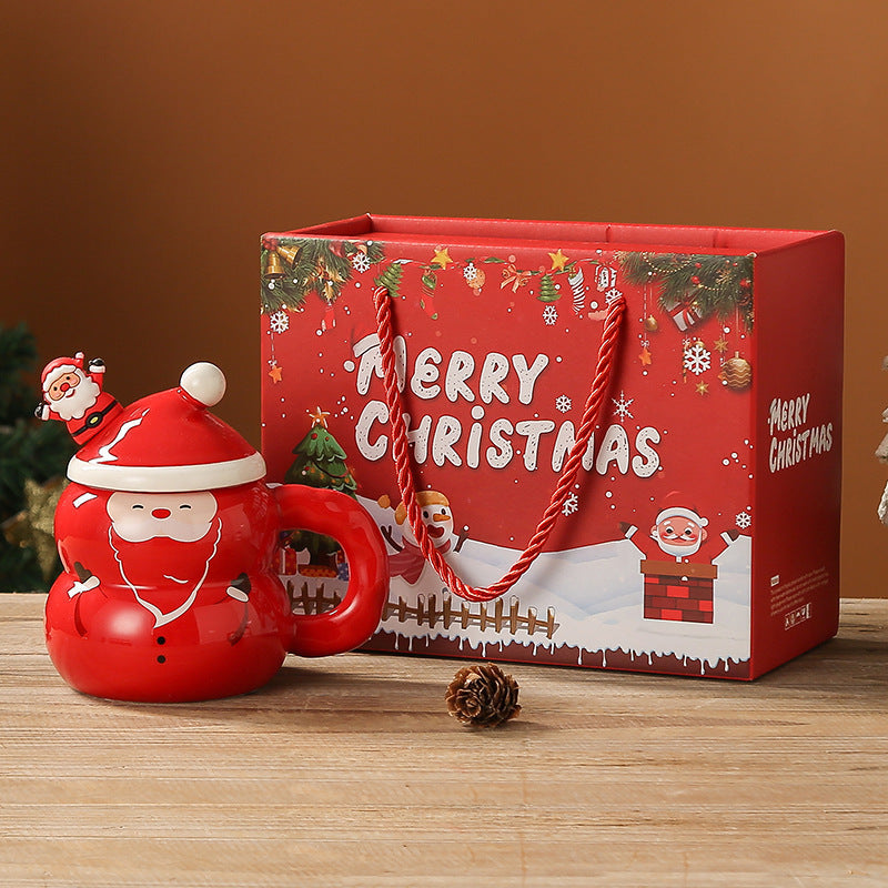 HKM-694803 Christmas Ceramic Snowman Water Cup - Large Capacity 400ml, Gift Boxed