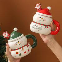 HKM-694803 Christmas Ceramic Snowman Water Cup - Large Capacity 400ml, Gift Boxed