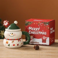 HKM-694803 Christmas Ceramic Snowman Water Cup - Large Capacity 400ml, Gift Boxed
