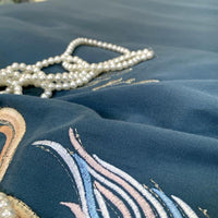 HKM-694995 Luxury Four-Piece Cotton Bed Linen Set with Silk Embroidery, Available in Multiple Sizes