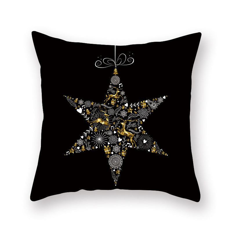 HKM-695059 Printed Christmas Peach Skin Pillowcase for Sofa and Office - 45x45cm