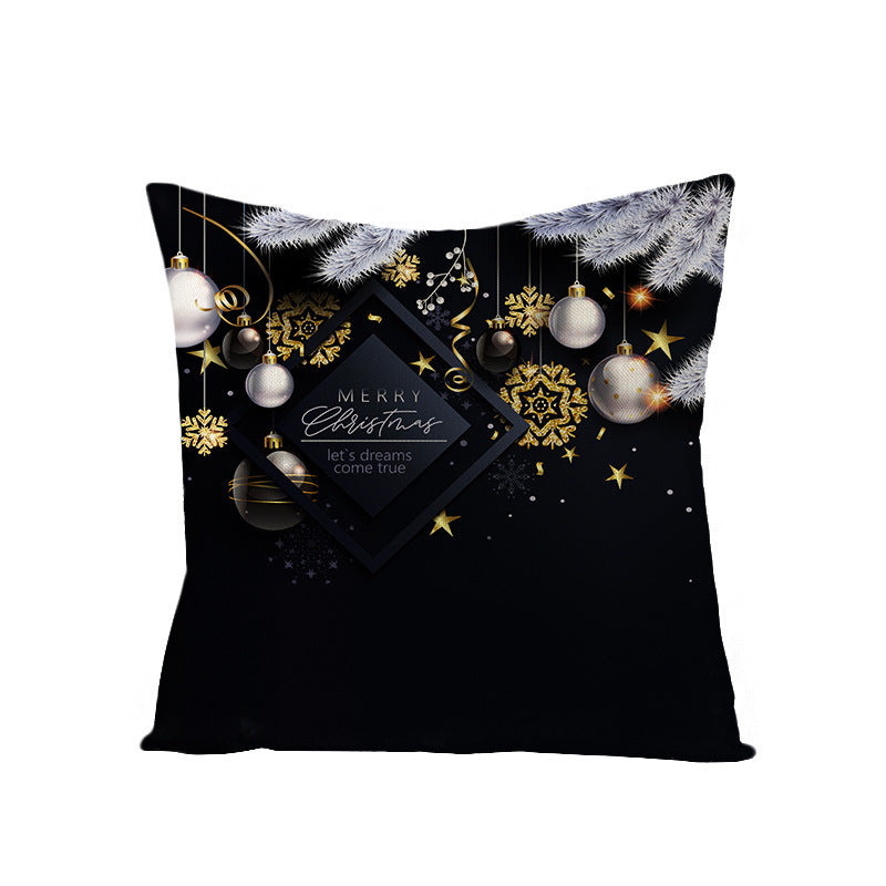 HKM-695059 Printed Christmas Peach Skin Pillowcase for Sofa and Office - 45x45cm