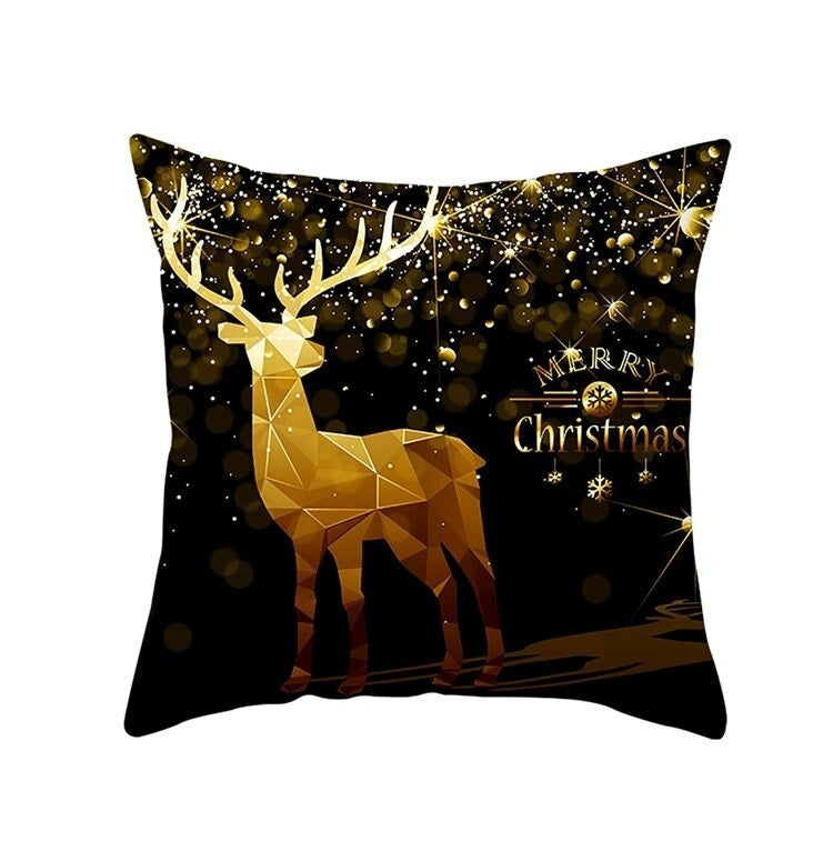 HKM-695059 Printed Christmas Peach Skin Pillowcase for Sofa and Office - 45x45cm