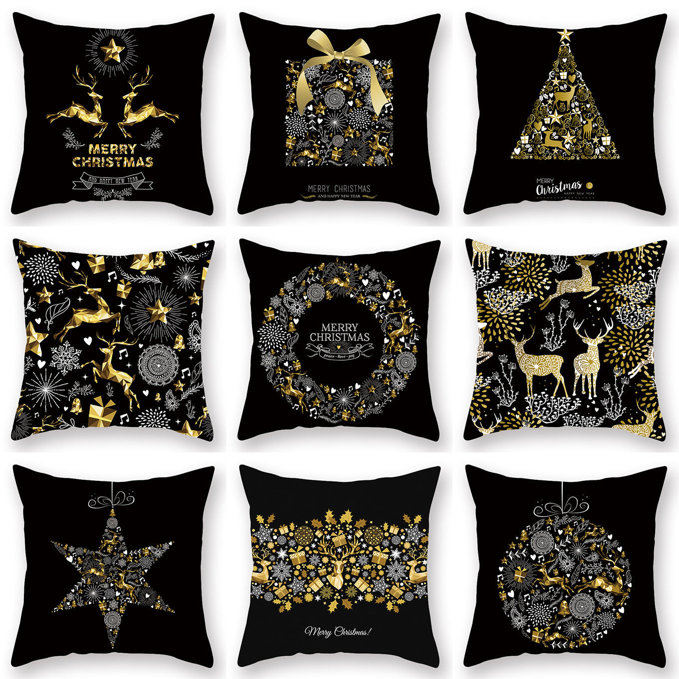 HKM-695059 Printed Christmas Peach Skin Pillowcase for Sofa and Office - 45x45cm