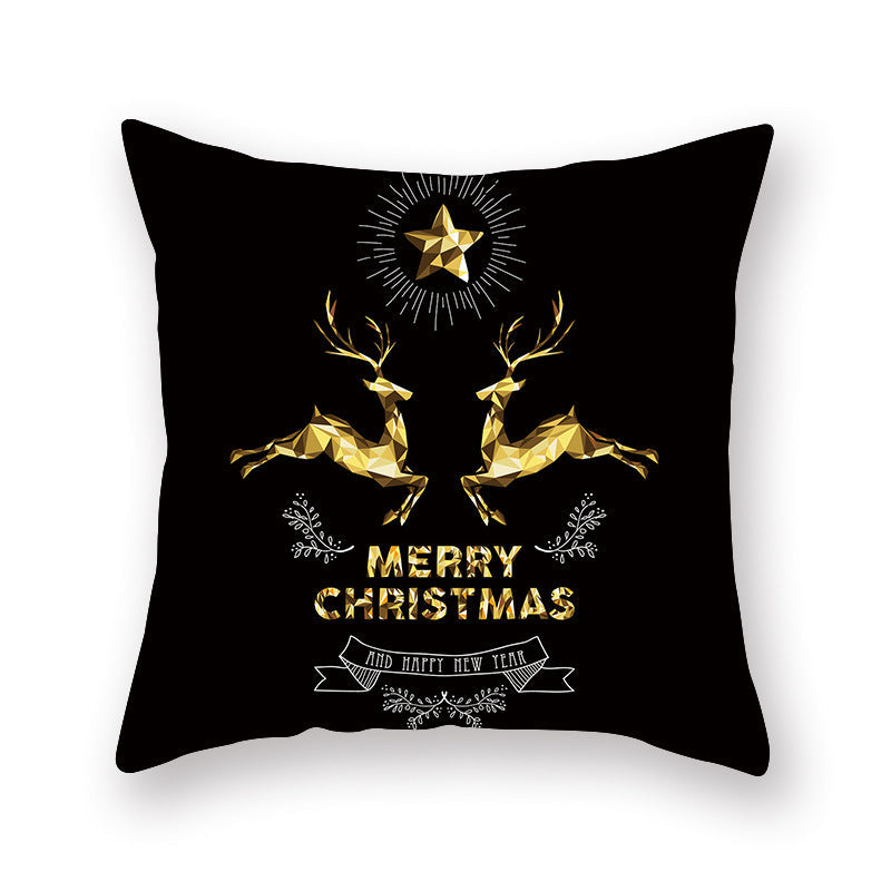 HKM-695059 Printed Christmas Peach Skin Pillowcase for Sofa and Office - 45x45cm