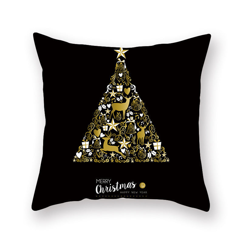 HKM-695059 Printed Christmas Peach Skin Pillowcase for Sofa and Office - 45x45cm
