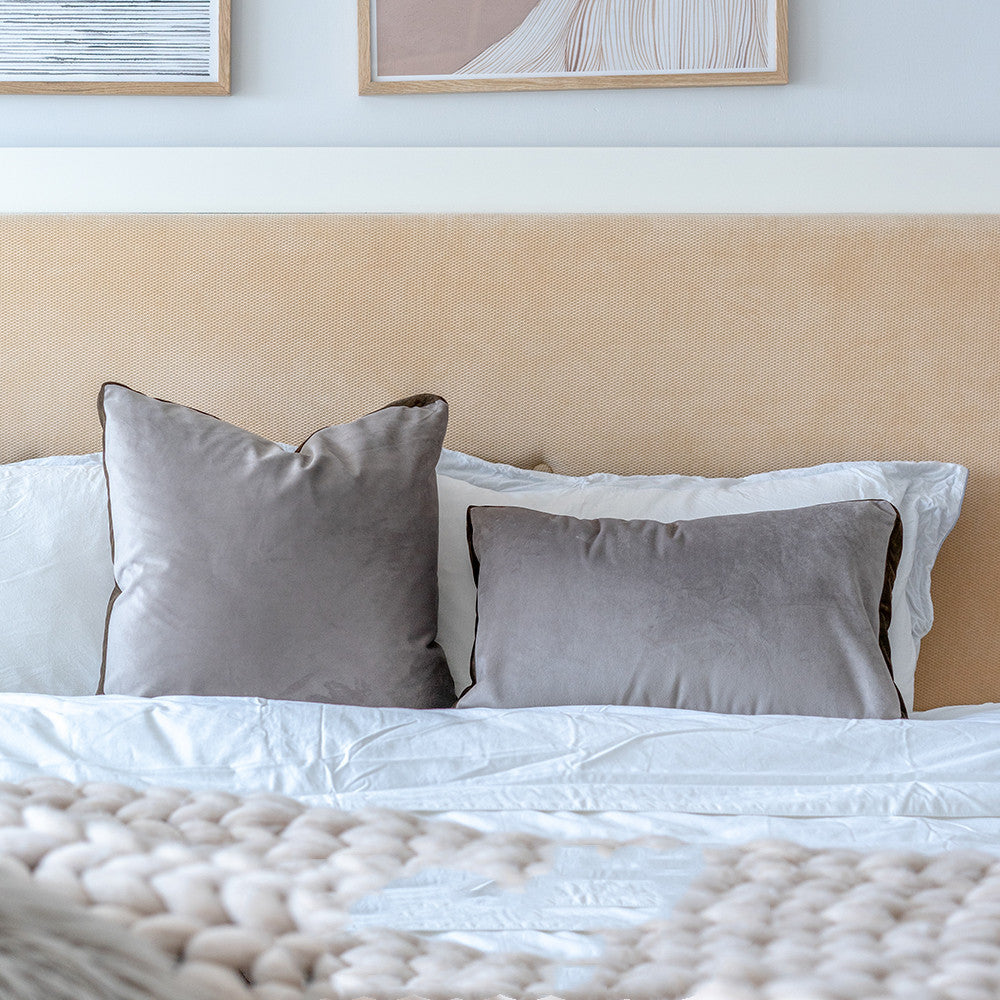 HKM-695123 Nordic Grey Velvet Square Pillow with Cushion Core - 45x45cm