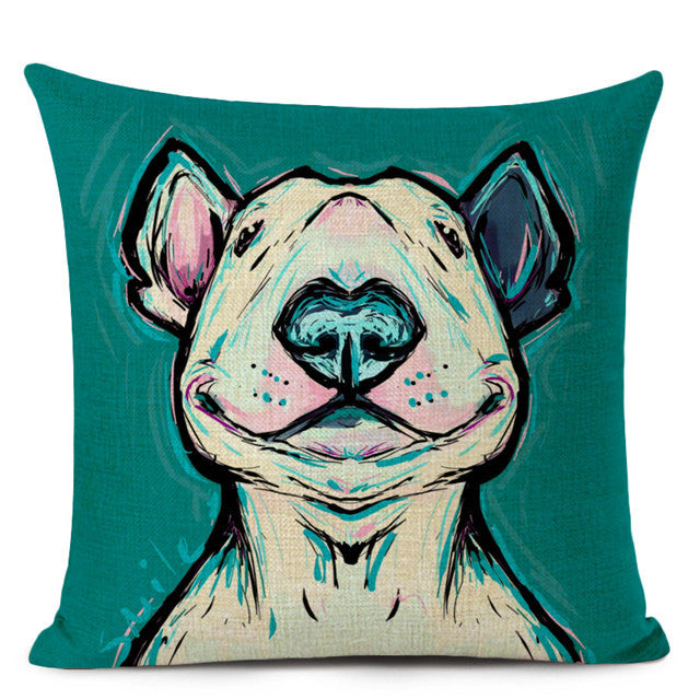 KTX-695507 Chinese Dog Pattern Printed Linen Pillowcase - Simple and Modern Design, 100% PP Cotton Filling