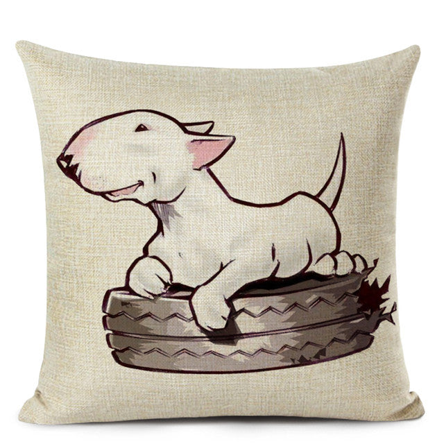 KTX-695507 Chinese Dog Pattern Printed Linen Pillowcase - Simple and Modern Design, 100% PP Cotton Filling