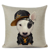 HKM-695507 Chinese Dog Pattern Printed Linen Pillowcase - Simple and Modern Design, 100% PP Cotton Filling