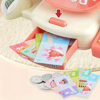 HKM-695507 Kids Electronic Cash Register Toy Set - Pink Supermarket Shopping Playset for Ages 2 to 13