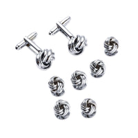 HKM-695507 Men's 8-Piece Cufflinks Set with Round Drip Shell Designs in White, Blue, Black, and Gold-Plated Finishes