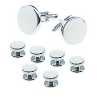 HKM-695507 Men's 8-Piece Cufflinks Set with Round Drip Shell Designs in White, Blue, Black, and Gold-Plated Finishes