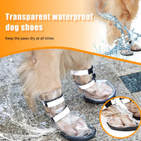HKM-695507 Waterproof and Non-Slip Shoes for Large Dogs - Durable PVC, Black - 4 Pieces