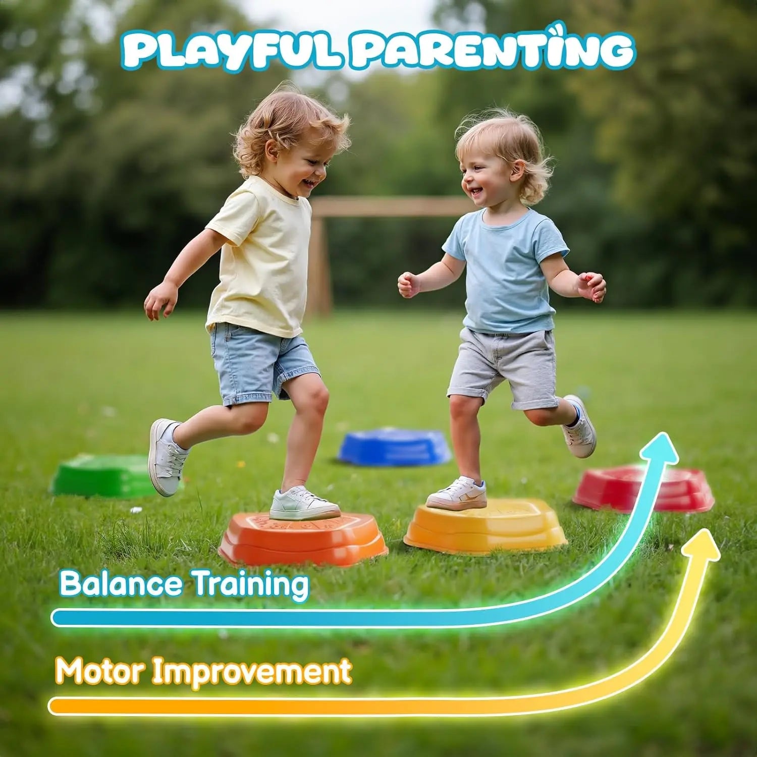 HKM-695635 Rechargeable Non-Slip Balance Stepping Stones with Light & Music - 5 Pieces Educational Sensory Toys