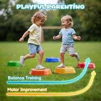 HKM-695635 Rechargeable Non-Slip Balance Stepping Stones with Light & Music - 5 Pieces Educational Sensory Toys