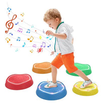 HKM-695635 Rechargeable Non-Slip Balance Stepping Stones with Light & Music - 5 Pieces Educational Sensory Toys