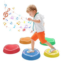 HKM-695635 Rechargeable Non-Slip Balance Stepping Stones with Light & Music - 5 Pieces Educational Sensory Toys