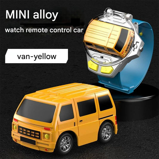 HKM-695827 Mini Cartoon Remote Control Car Watch - 2.4G Alloy Racing Car with LED Lights and USB Charging
