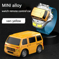 HKM-695827 Mini Cartoon Remote Control Car Watch - 2.4G Alloy Racing Car with LED Lights and USB Charging
