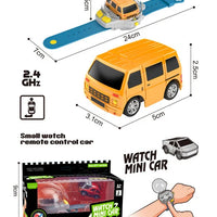 HKM-695827 Mini Cartoon Remote Control Car Watch - 2.4G Alloy Racing Car with LED Lights and USB Charging