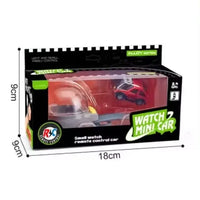 HKM-695827 Mini Cartoon Remote Control Car Watch - 2.4G Alloy Racing Car with LED Lights and USB Charging