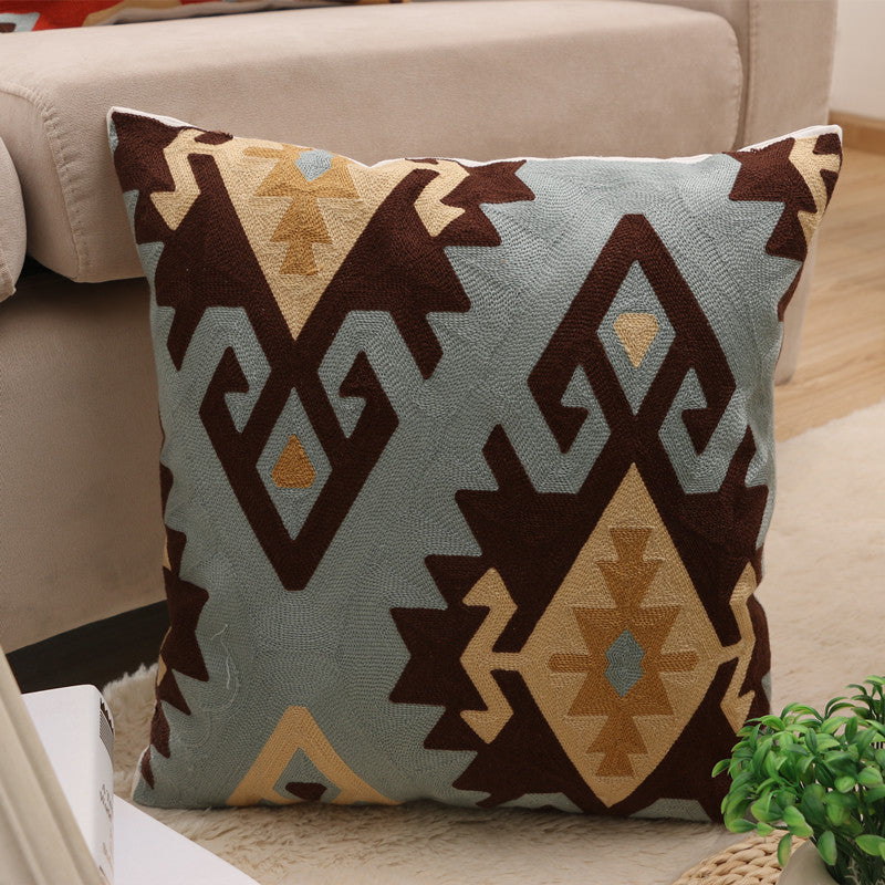 HKM-695955 Cotton Geometric Embroidered Pillowcase - Modern & Simple Design