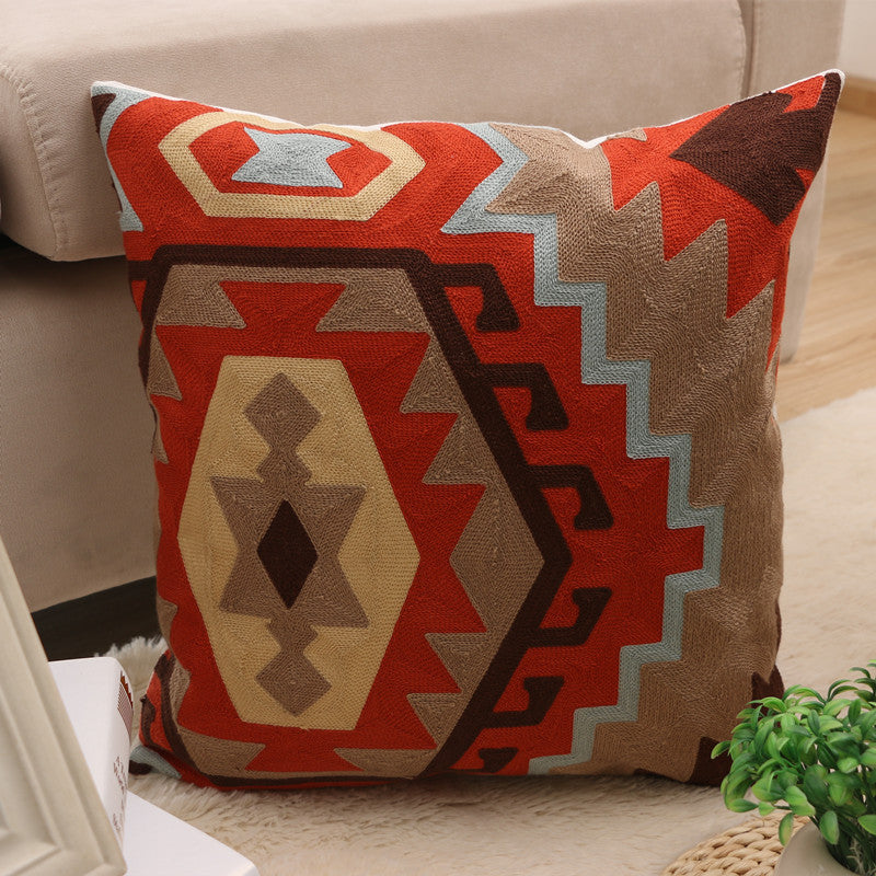 HKM-695955 Cotton Geometric Embroidered Pillowcase - Modern & Simple Design