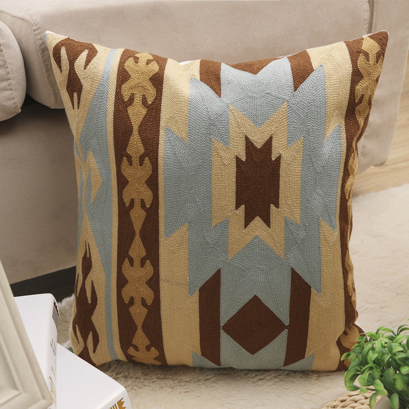 HKM-695955 Cotton Geometric Embroidered Pillowcase - Modern & Simple Design