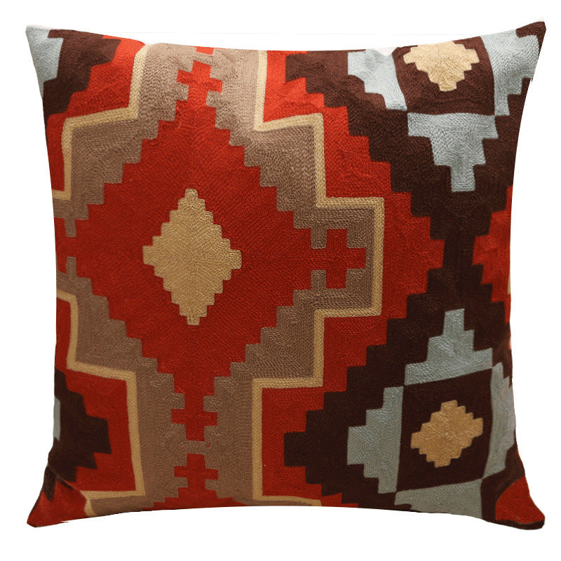 HKM-695955 Cotton Geometric Embroidered Pillowcase - Modern & Simple Design