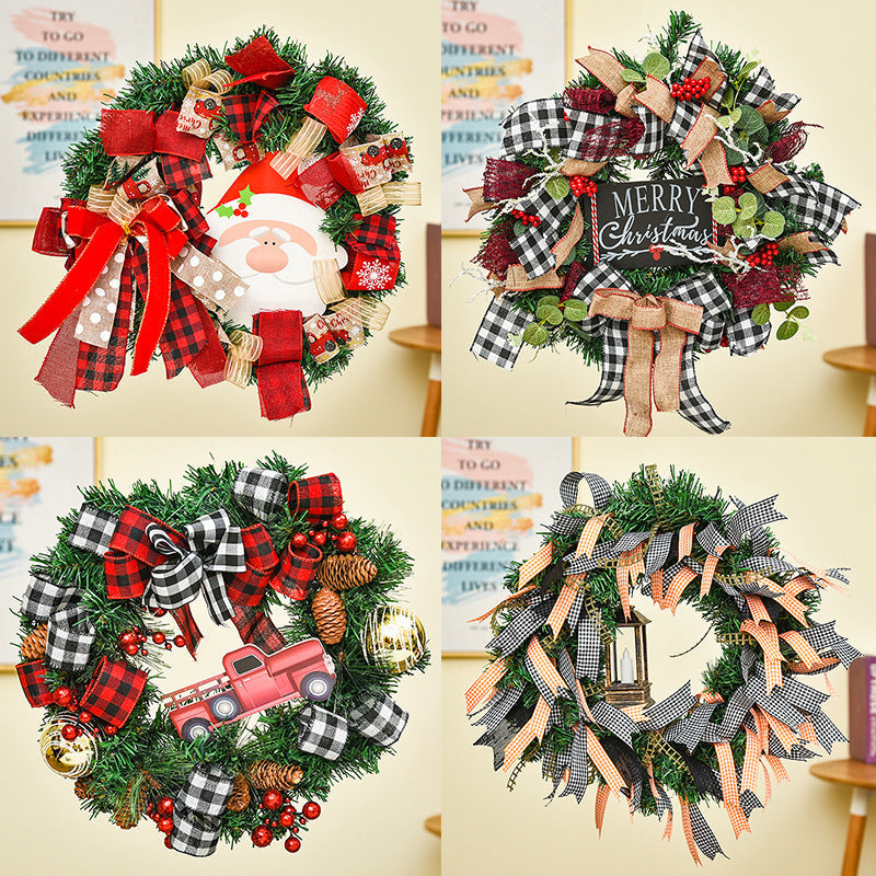 HKM-695955 Wooden Christmas Hanging Garland Wreath for Door Decoration
