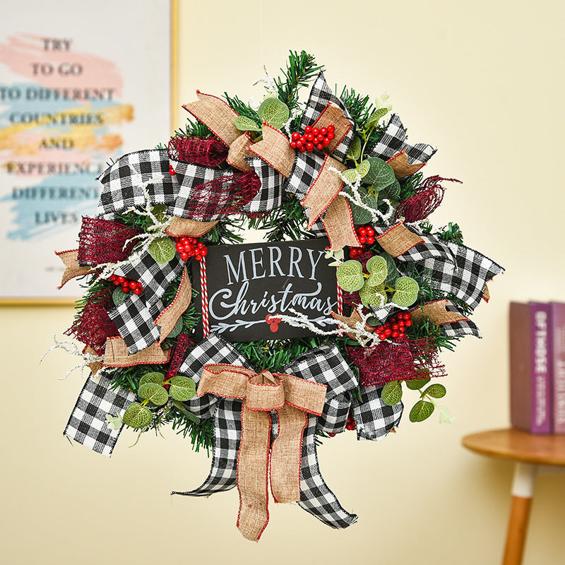 HKM-695955 Wooden Christmas Hanging Garland Wreath for Door Decoration