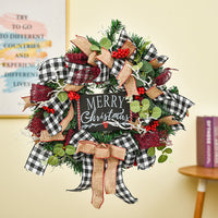HKM-695955 Wooden Christmas Hanging Garland Wreath for Door Decoration