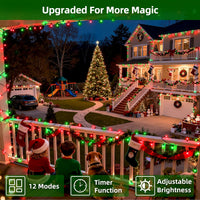 HKM-696019 1500 LED 470FT Outdoor Christmas String Lights with 12 Modes and Timer, Waterproof Red & Green Lights for Holiday Decoration