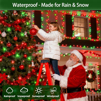 HKM-696019 1500 LED 470FT Outdoor Christmas String Lights with 12 Modes and Timer, Waterproof Red & Green Lights for Holiday Decoration